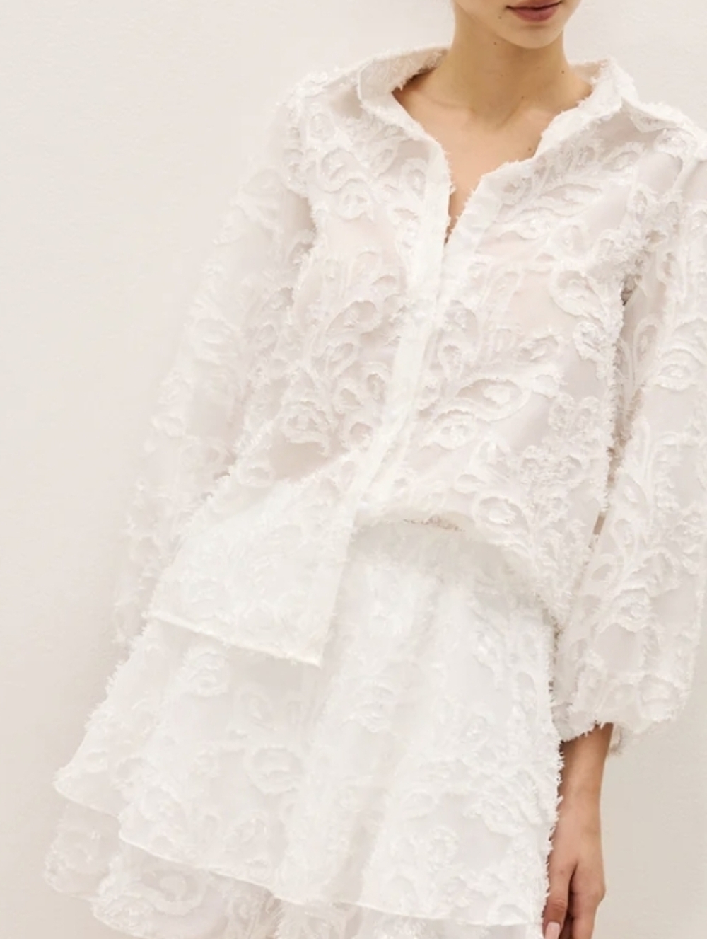 Commense Sheer Lace Top + Shorts Lace Embroidered Sheer 2-PC Set L NWT - Picture 5 of 5